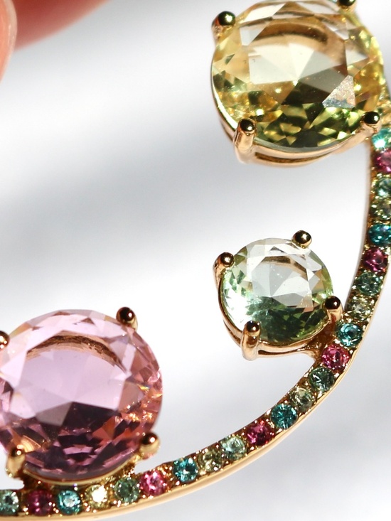 KATE SPADE Carnival Crystal Long Necklace Pastel Circle Bezel Spring Summer - Picture 2 of 9